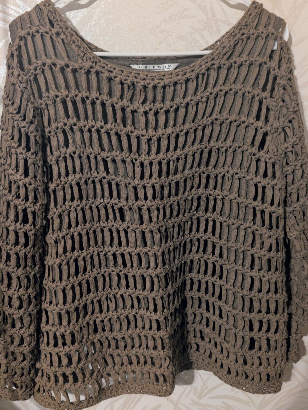 John Paul Richards UNIF Open-Weave Green Scoop-Neck Pullover Size  Medium